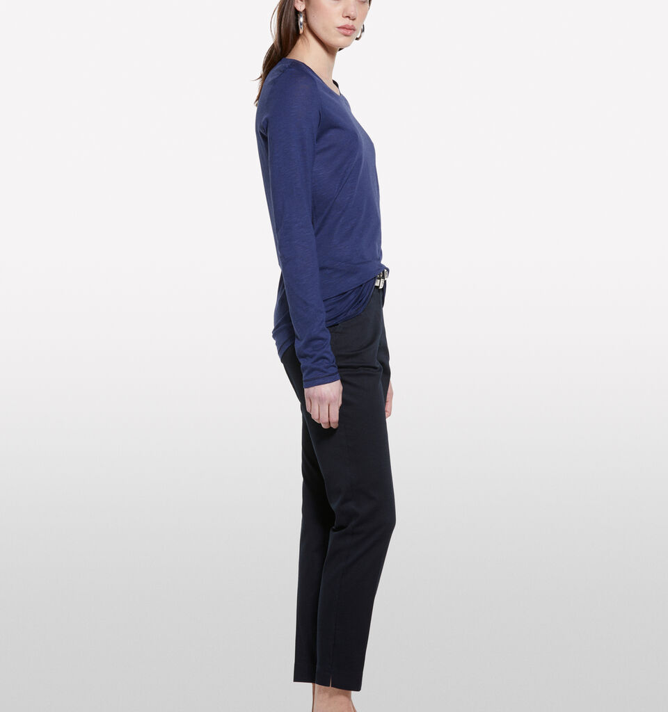 T-shirt azul-escuro com mangas compridas - null - Azul-Escuro | Sisley image number 2